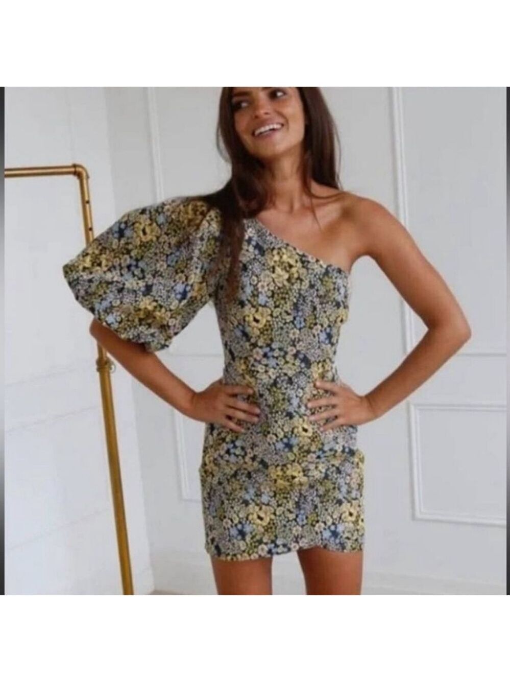 Atoir Dare To Love Cameo Bloom Floral One Shoulder Dress Small NEW NWT